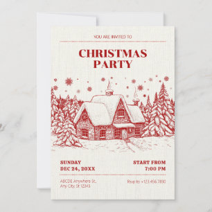 Vintage Christmas winter house Invitation