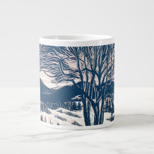 Vintage Christmas, Winter Mountain Landscape Large Coffee Mug