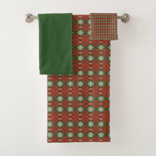 Vintage Christmas/winter patterned Bath Towel Set