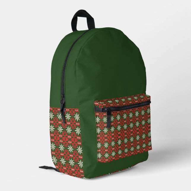 Vintage Christmas/winter patterned  Printed Backpack (Back Corner Left)