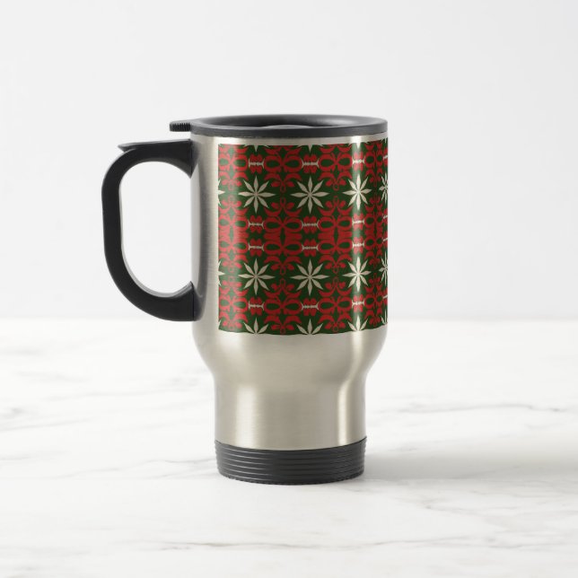 Vintage Christmas/winter patterned  Travel Mug (Left)