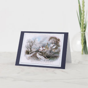 Vintage Christmas Winter Scene Holiday Card