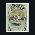 Vintage Christmas Winter Scene Holiday Postcard<br><div class="desc">Postcard Vertical Template</div>