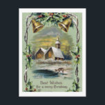 Vintage Christmas Winter Scene Holiday Postcard<br><div class="desc">Postcard Vertical Template</div>