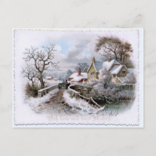 Vintage Christmas Winter Scene Holiday Postcard