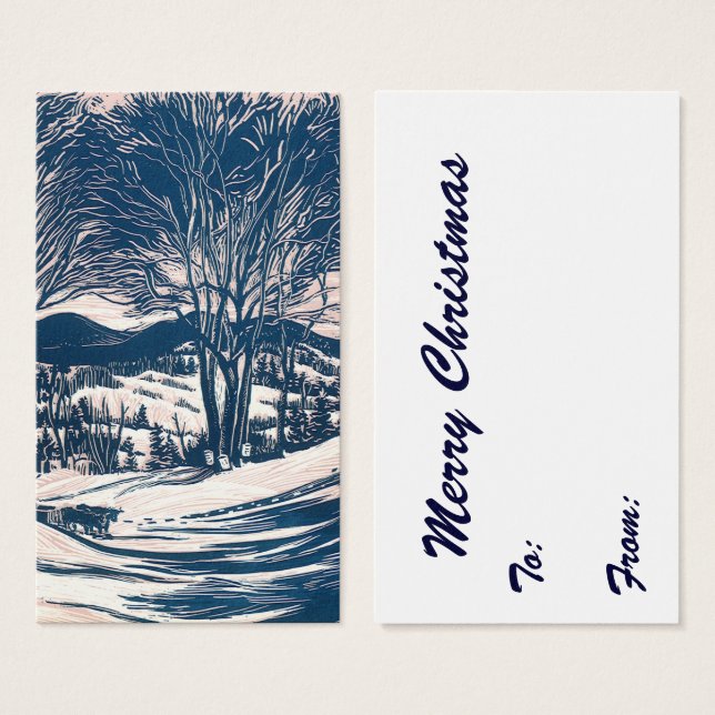 Vintage Christmas, Winter Snow Mountain Landscape  (Front & Back)