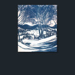 Vintage Christmas, Winter Snow Mountain Landscape  Canvas Print<br><div class="desc">Vintage illustration Victorian Era Merry Christmas holiday design featuring a snowy winter season snowscape. Trees and mountains covered in snow with a village in the distance at sunrise. Happy Holidays and Season's Greetings!</div>