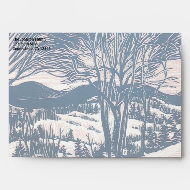 Vintage Christmas, Winter Snow Mountain Landscape  Envelope (Front)