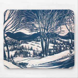 Vintage Christmas, Winter Snow Mountain Landscape  Mouse Mat