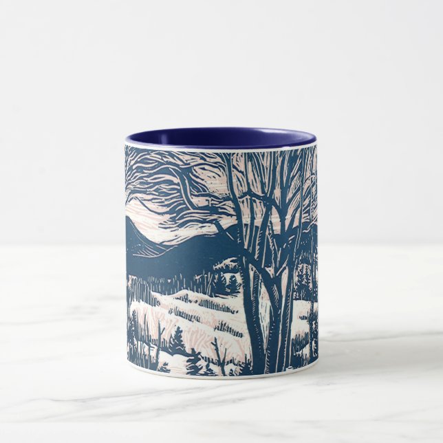 Vintage Christmas, Winter Snow Mountain Landscape  Mug (Center)