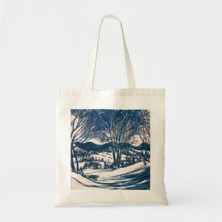 Vintage Christmas, Winter Snow Mountain Landscape Tote Bag