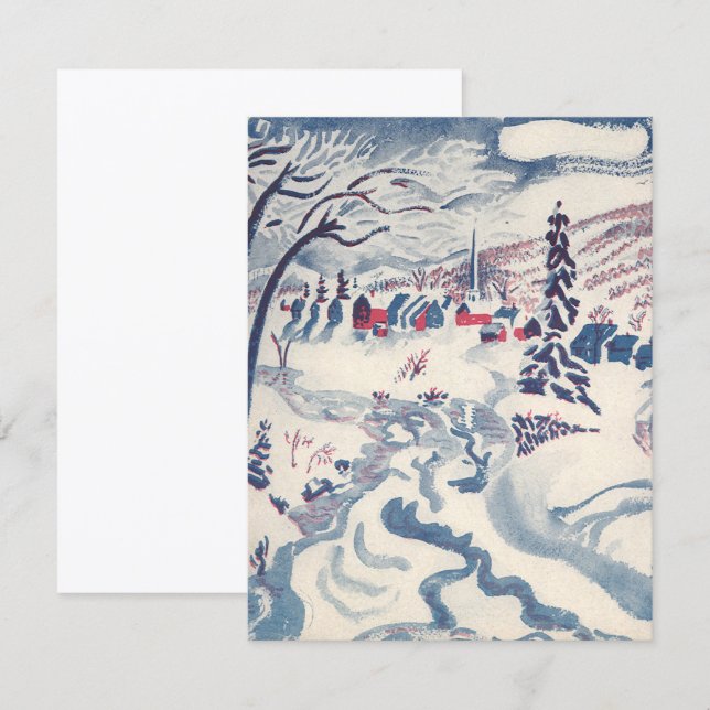 Vintage Christmas, Winter Village Snowscape Snow Holiday Card (Front/Back)