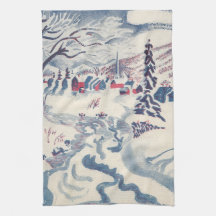 Vintage Christmas, Winter Village Snowscape Snow
