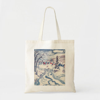 Vintage Christmas, Winter Village Snowscape Snow Tote Bag