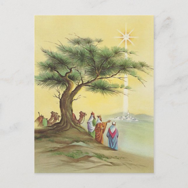 Vintage Christmas Wise Men Holiday Postcard (Front)