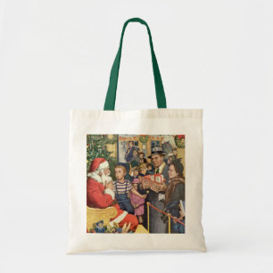 Vintage Christmas Wish, Boy on Santa Claus Lap Tote Bag