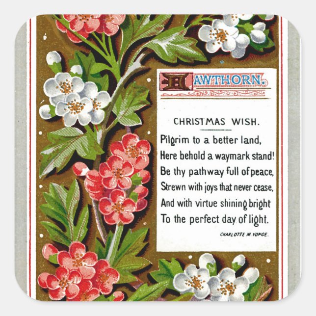 Vintage Christmas Wish Square Sticker (Front)