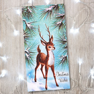 Vintage Christmas Wishes Deer Holiday Card