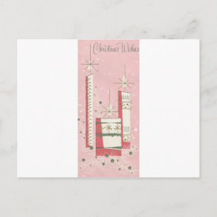 Vintage Christmas Wishes In Pink Holiday Postcard
