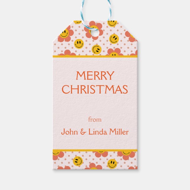 Vintage Christmas with flowers Gift Tags (Front)