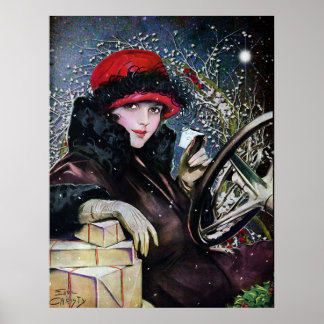 Vintage Christmas Woman Poster