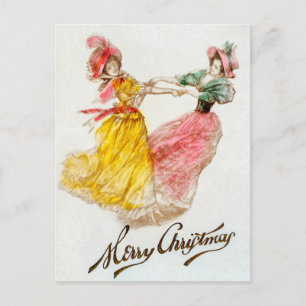 Vintage Christmas Women Dancing (1900) Holiday Postcard