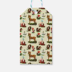 Vintage Christmas Woodland Deer Santa Snowman Gift Tags