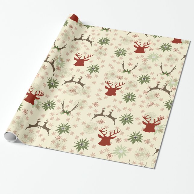 Vintage Christmas Woodland Wrapping Paper (Unrolled)