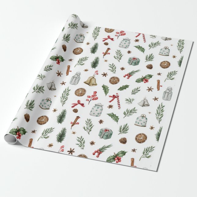 Vintage Christmas Wrapping Paper (Unrolled)