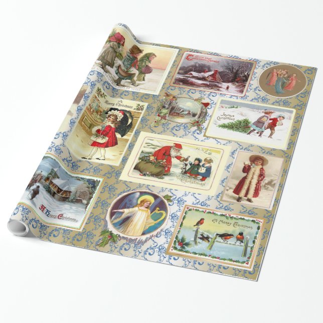 Vintage Christmas Wrapping Paper (Unrolled)