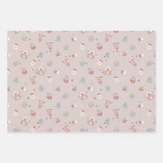 Vintage Christmas Wrapping Paper 3 Sheets
