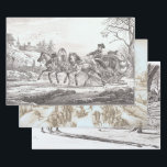 Vintage Christmas Wrapping Paper COACH, SKATERS...<br><div class="desc">3 x original vintage festive Winter theme fine art sheets of Christmas wrapping paper - COACH, SKATERS... TOP [Image 1]: A Hired Coachman in Winter [Lithograph] - Aleksandr Osipovich Orlovskii (1820). MIDDLE [Image 2]: Winter Landscape with Skaters (Ink on Paper) - Hans Bol (c. 1584/1586). BOTTOM [Image 3]: Two Children...</div>