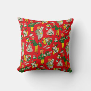 Vintage Christmas Wrapping Paper Design Cushion
