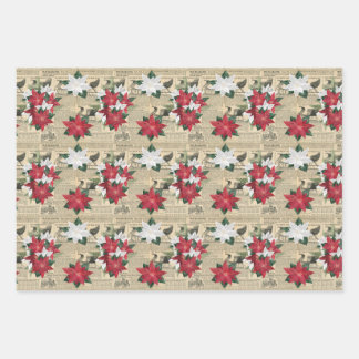 Vintage Christmas Wrapping Paper Set of Three