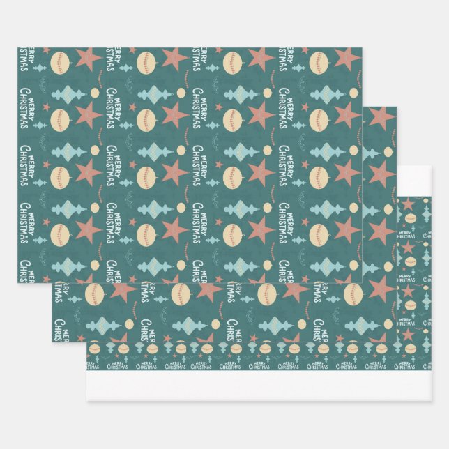 Vintage Christmas Wrapping Paper Sheet (Set)
