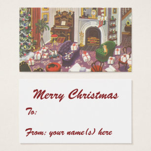 Vintage Christmas Wrapping Presents in Living Room