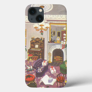 Vintage Christmas Wrapping Presents in Living Room iPhone 13 Case