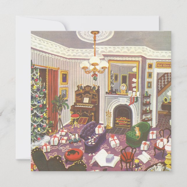 Vintage Christmas Wrapping Presents Invitation (Front)