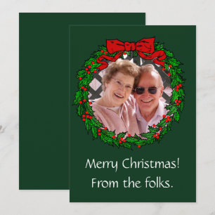 Vintage Christmas Wreath Frame and Your Photo  Card