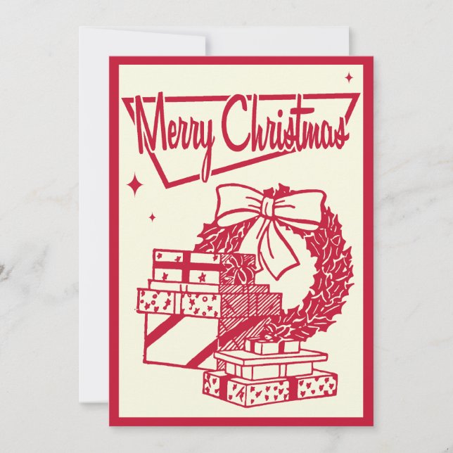 Vintage Christmas Wreath Party Invitation (Front)