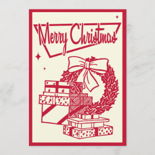 Vintage Christmas Wreath Party Invitation