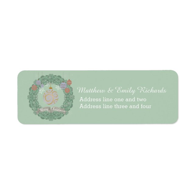 Vintage Christmas Wreath Personalised Green (Front)