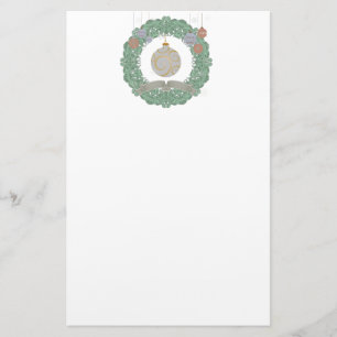 Vintage Christmas Wreath Stationery