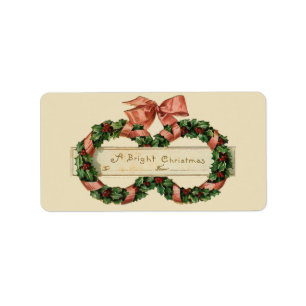 Vintage Christmas Wreaths Gift Tag Label