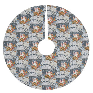 Vintage Christmas WW2 Santa On Plane Brushed Polyester Tree Skirt