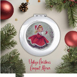 Vintage Christmas Young Girl Caroling in Snow Compact Mirror<br><div class="desc">This beautiful mirror features a classic vintage illustration of a young girl wearing a red coat trimmed with white fur caroling in a snowy winter wonderland.</div>