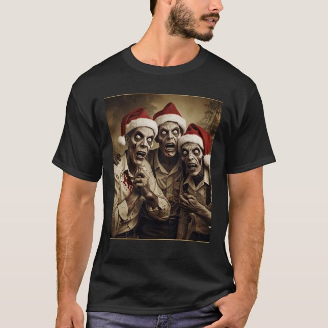 Vintage Christmas Zombies Tee Funny Holiday (Front)