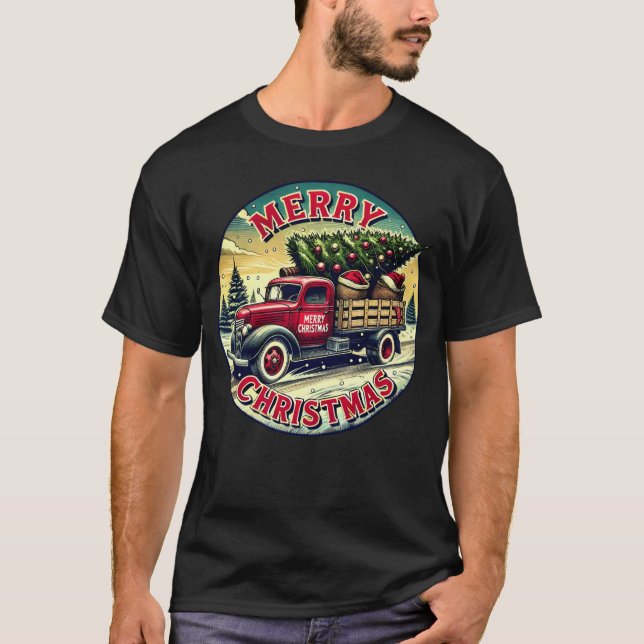 Vintage Christmasruck Christmas Gifts Artwork T-Shirt (Front)