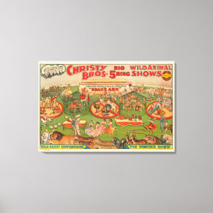 Vintage Christy Brothers Wild Animal Circus Poster Canvas Print