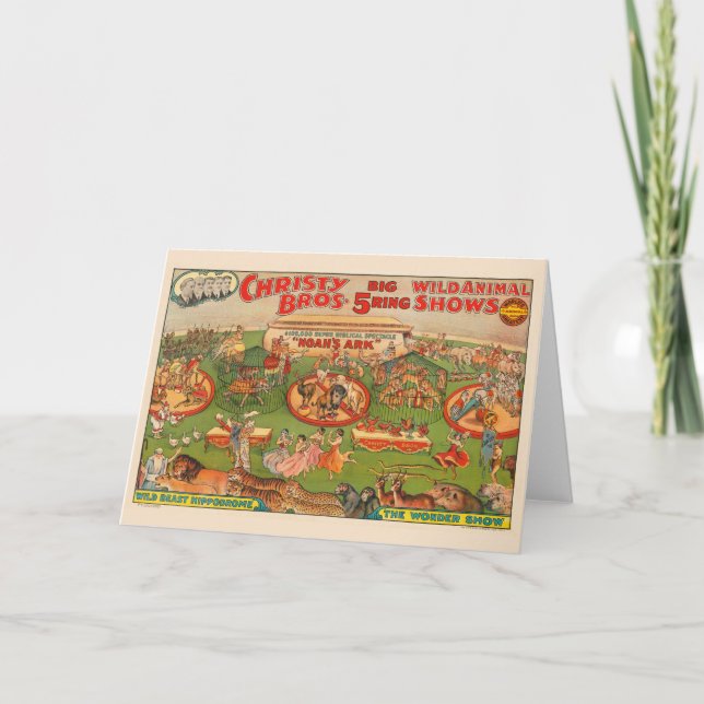 Vintage Christy Brothers Wild Animal Circus Poster Card (Front)